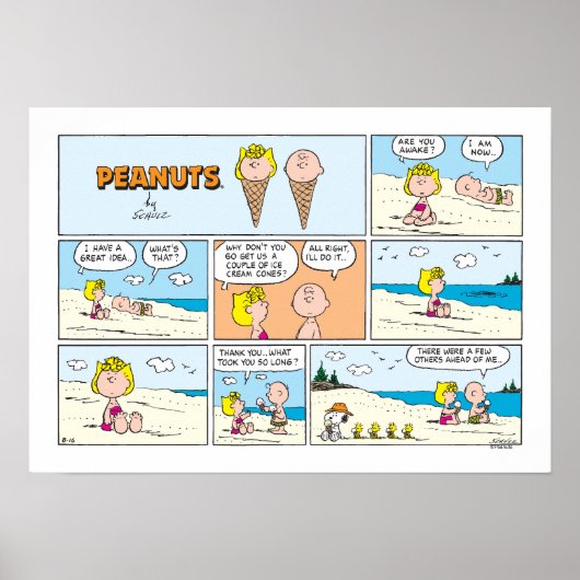 Poster Charlie Brown & Glace Sally À La Plage (Devant)