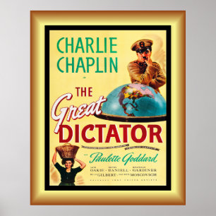 Poster Charlie Chaplin's ~ Le grand dictateur 1940 ~ Post