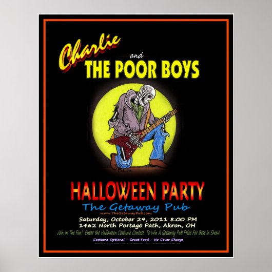 Poster Charlie et l'affiche de partie de Halloween de pau (Devant)