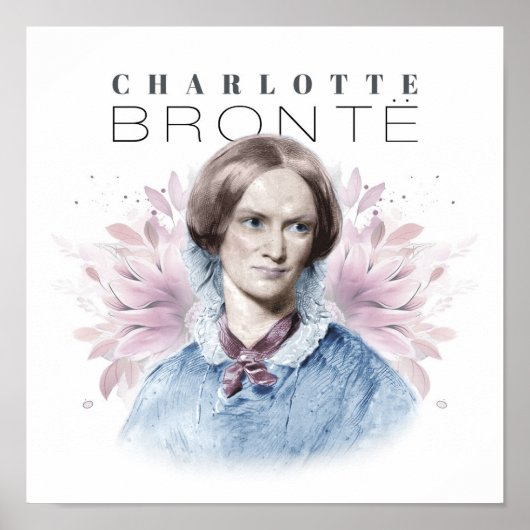 Poster Charlotte Bronte Portrait de Richmond avec Fleurs (Devant)