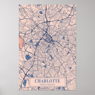 Poster Charlotte Caroline du Nord Carte de voyage de la v