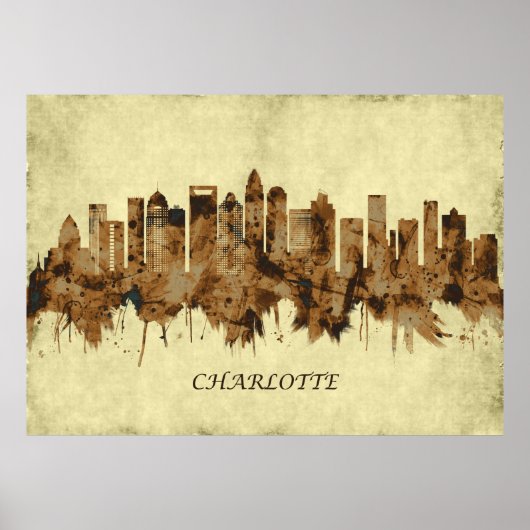 Poster Charlotte Caroline du Nord Cityscape (Devant)