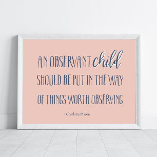 Poster Charlotte Mason Motivational Citation Art d'école