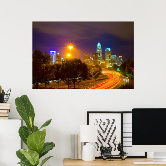 Poster Charlotte NC Skyline (Bureau à domicile)