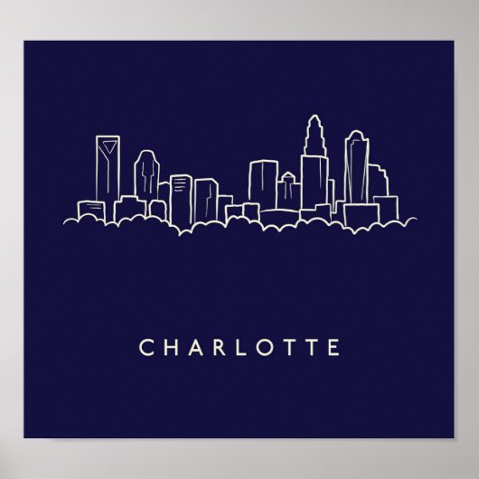 Poster Charlotte, North Carolina City Skyline (Devant)