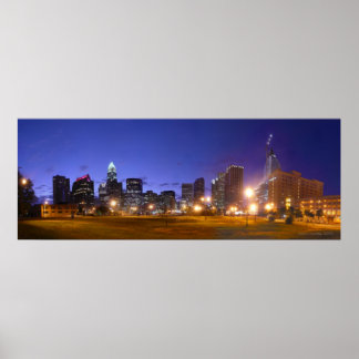 Poster Charlotte Skyline Dawn - plein @ 49.5x18.5