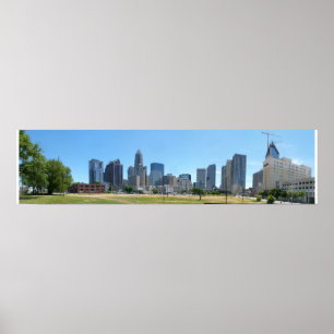 Poster Charlotte Skyline Day - plein @ 30.5x7.5
