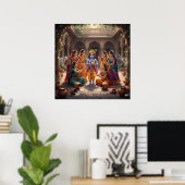 Poster Charmant Bala Krishna radieux avec des Gopis (Bureau à domicile)