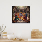 Poster Charmant Bala Krishna radieux avec des Gopis (Cuisine)