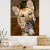 Poster Charmant berger allemand mignon chien avec Écharpe (Cuisine)