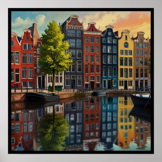Poster Charmant Canal d'Amsterdam (Devant)