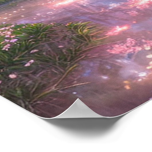 Poster Charmant champ de fleurs de cerisiers (Coin)