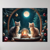 Poster Charmant chatons de Noël au décor festif (Devant)