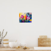 Poster Charmant Crocus dans un style abstrait moderne (Cuisine)