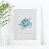 Poster Charmant turquoise bleu Aquarelle Tortue de mer