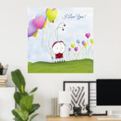 Poster Charmante coccinelle aux ballons colorés (Bureau à domicile)