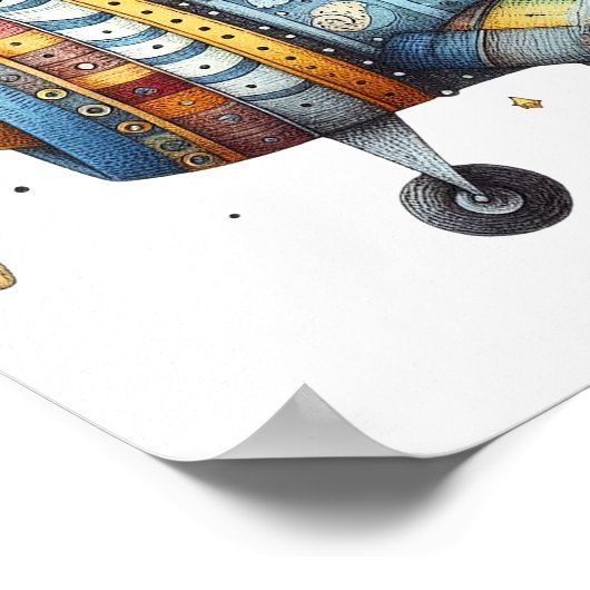 Poster Charmante pouponnière Art Enfant Volant Vieux Avio (Coin)