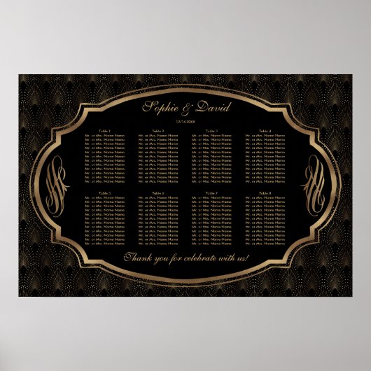 Poster Charmante Roaring 20s Grand Gatsby Seating Chart (Devant)