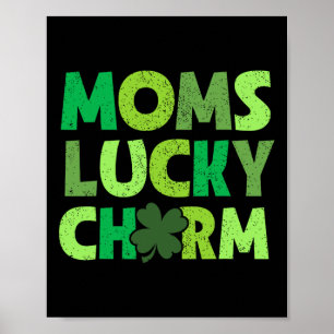 Poster Charme de chance de maman trèfles irlandais enfant
