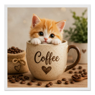 Poster Charme de chaton dans une tasse de café