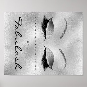 Poster Charme de parties scintillantes d'argent de nom de