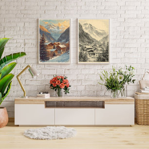Poster Charme du village alpin – Voyage dans les Alpes su