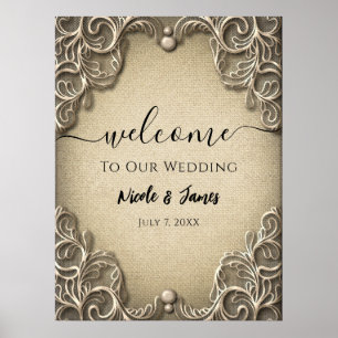 Poster Charme élégant du Sud Mariage rustique en toile de
