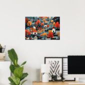Poster Charme Et Décor Du Village Scandi (Bureau à domicile)