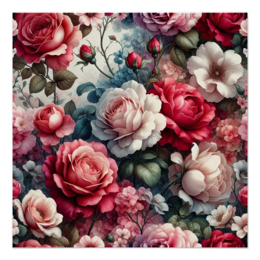 Poster Charme Floral Rose intemporel (Devant)
