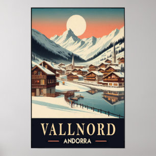 Poster Charme hivernal des années 1960 de Vallnord Andorr