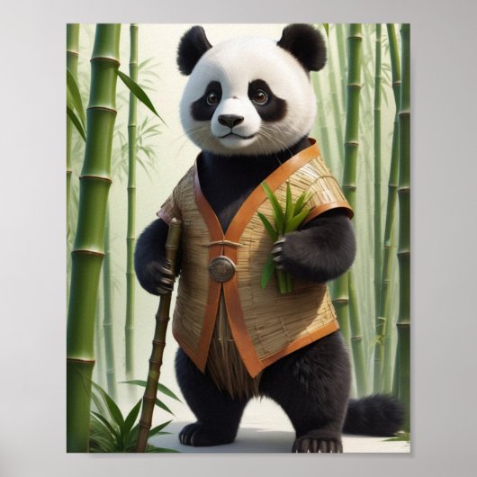 Poster Charme Panda En Bambou (Devant)