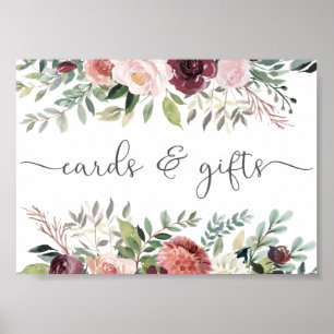 Poster Charme rustique Bourgogne Blush rose Mariage Flora