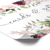 Poster Charme rustique Bourgogne Blush rose Mariage Flora (Coin)