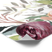 Poster Charme rustique Bourgogne Blush rose Mariage Flora (Coin)