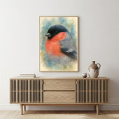 Poster Charming Aquarelle Bullfinch Oiseau Art