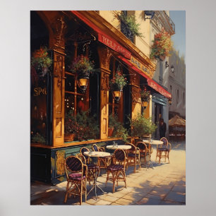 Poster Charming Cafe Bistro sur une journée ensoleillée à