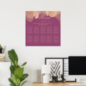 Poster Charming Cassis rose or aquarelle calligraphie (Bureau à domicile)