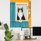Poster Charming Chat in Window (Bureau à domicile)