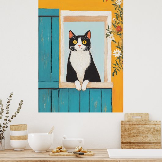 Poster Charming Chat in Window (Cuisine)