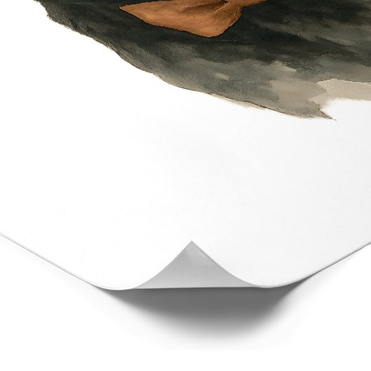 Poster Charming Chien Cowboy en Cravate Casquette et Bow (Coin)