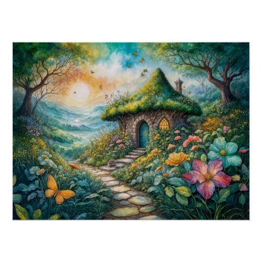 Poster Charming Cottage by Serene Path (Devant)