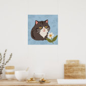 Poster Charming Cute Grey Chat avec un Chamomile FLower (Cuisine)