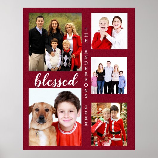 Poster Charming Holiday Famille Photo Collage Monogramme (Devant)