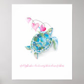 Poster Charming Inspiration Aquarelle Tortue de mer (Devant)