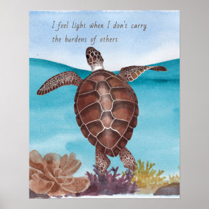 Poster Charming Inspiration Aquarelle Tortue de mer