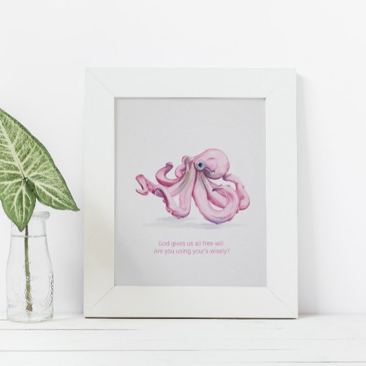 Poster Charming Inspiration de l'aquarelle Octopus