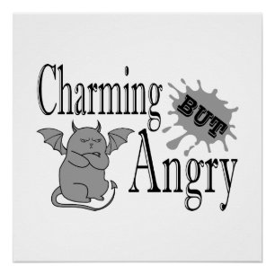 Poster Charming mais en colère petit chat diable drôle ci