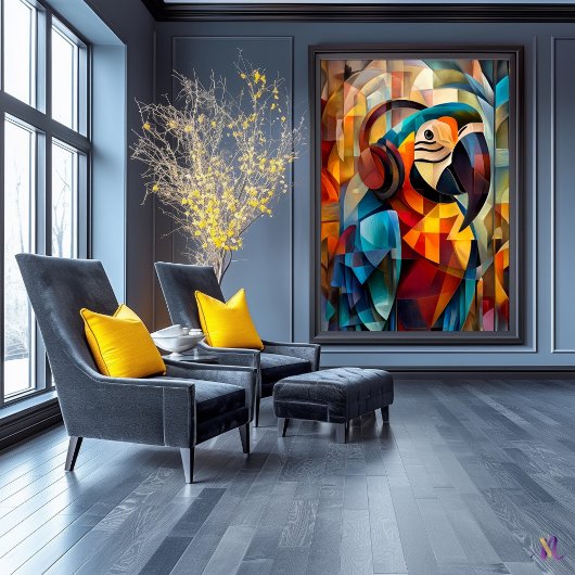 Poster Charming Parrot - DJ Cubiste de la Jungle