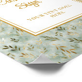 Poster Charming Sage Green Gold Feuille Mariage personnal (Coin)