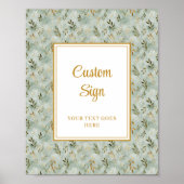 Poster Charming Sage Green Gold Feuille Mariage personnal (Devant)